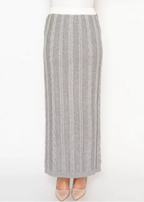 Grey Cable Knit Maxi Skirt