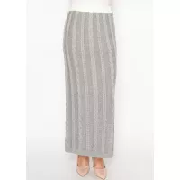 Grey Cable Knit Maxi Skirt