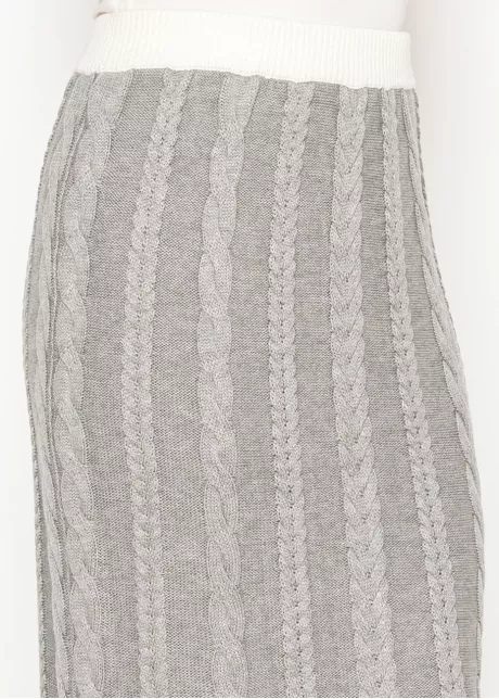 Grey Cable Knit Maxi Skirt