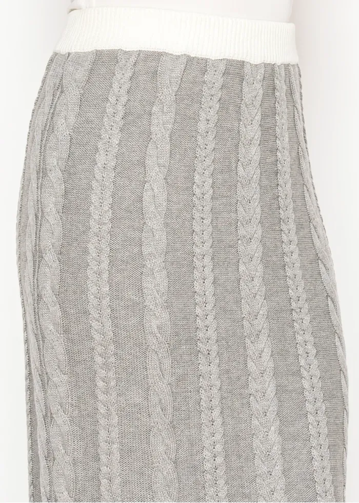 Grey Cable Knit Maxi Skirt