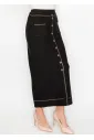 Black Knit Skirt with Buttons and Pockets