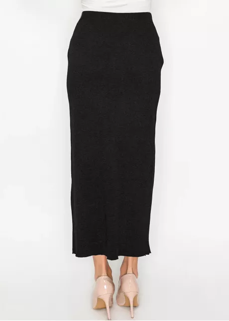 Classic Black Long Knit Skirt