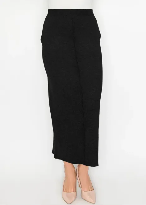 Classic Black Long Knit Skirt