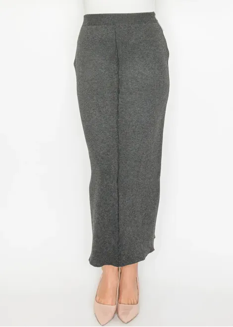 Heather Grey Straight Knit Maxi Skirt