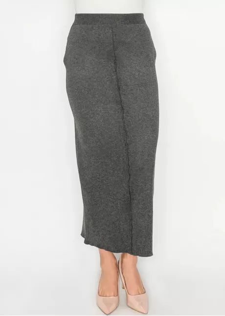 Heather Grey Straight Knit Maxi Skirt