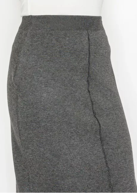 Heather Grey Straight Knit Maxi Skirt