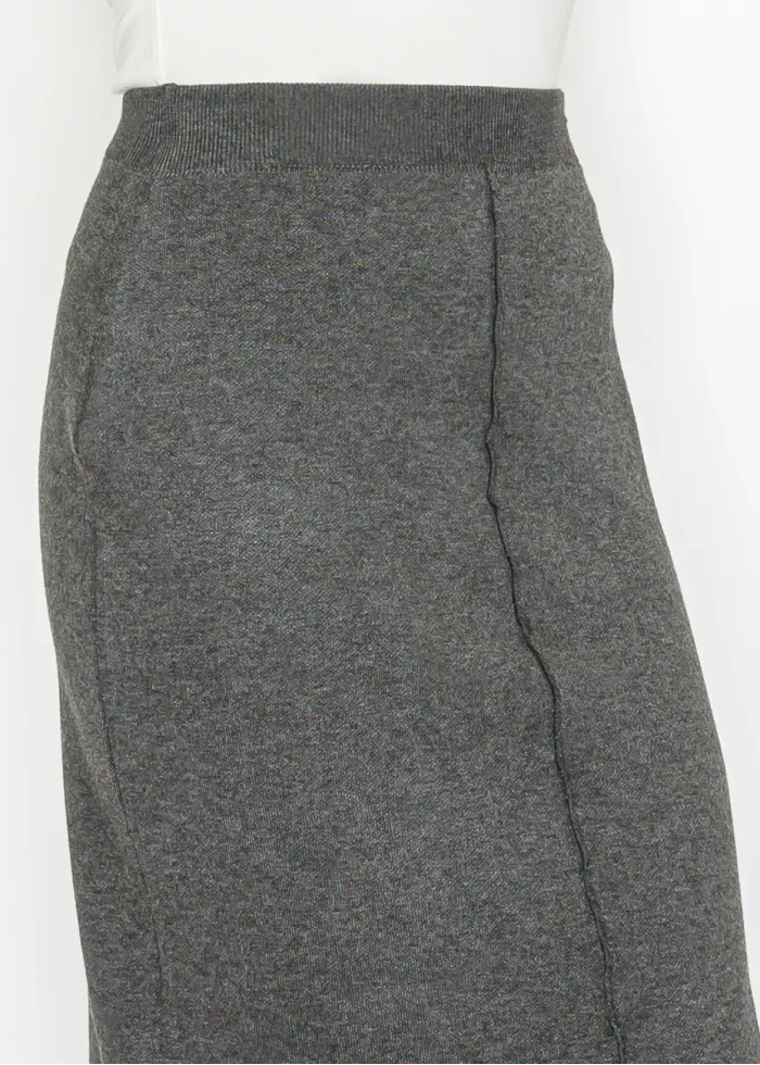 Heather Grey Straight Knit Maxi Skirt