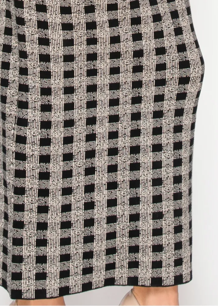 Checked Knit Maxi Skirt in Black