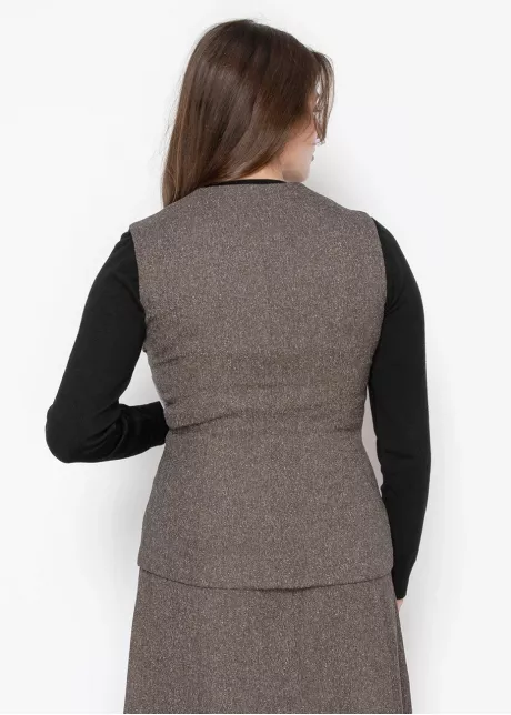 Brown Vest with Gold Button Closure