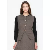 Brown Vest with Gold Button Closure