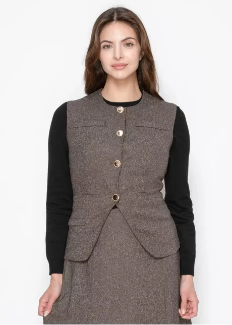 Brown Vest with Gold Button Closure