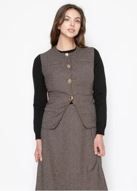 Brown Vest with Gold Button Closure