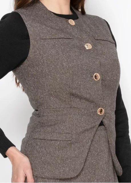 Brown Vest with Gold Button Closure