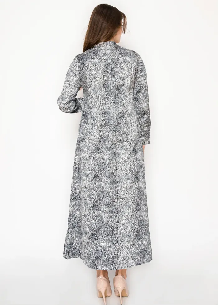 Grey Snakeskin Print A-Line Skirt