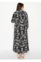 Abstract Print Long Sleeve Button-Front Blouse