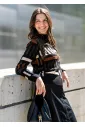 Black Geometric Knit Mock Neck Sweater
