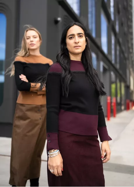 Burgundy Colorblock Knit & Skirt Outfit