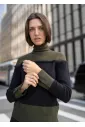 Olive and Black Colorblock Turtleneck Sweater
