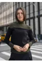 Olive and Black Colorblock Turtleneck Sweater