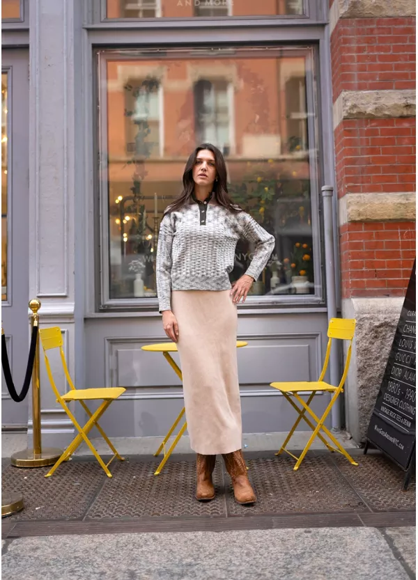 Oatmeal & Olive Knit Look