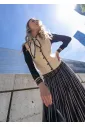 Contrast Trim Knit Vest in Cream & Black