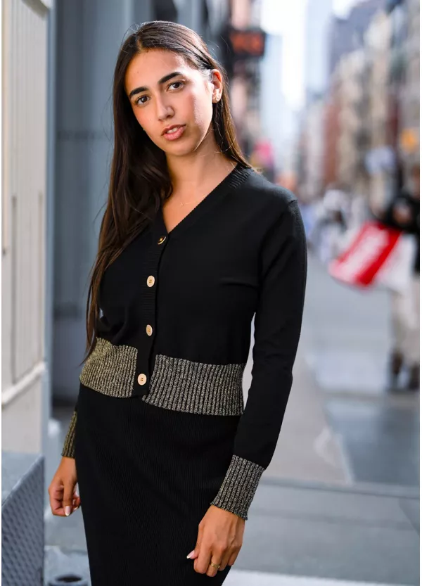 Black Knit Cardigan & Maxi Skirt Outfit