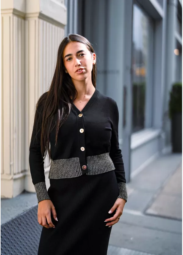 Black Knit Cardigan & Maxi Skirt Outfit