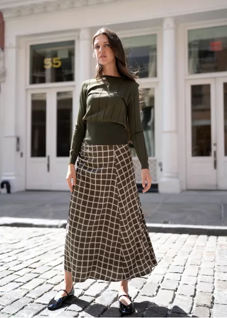 Olive Rhythm Knit & Skirt Outfit