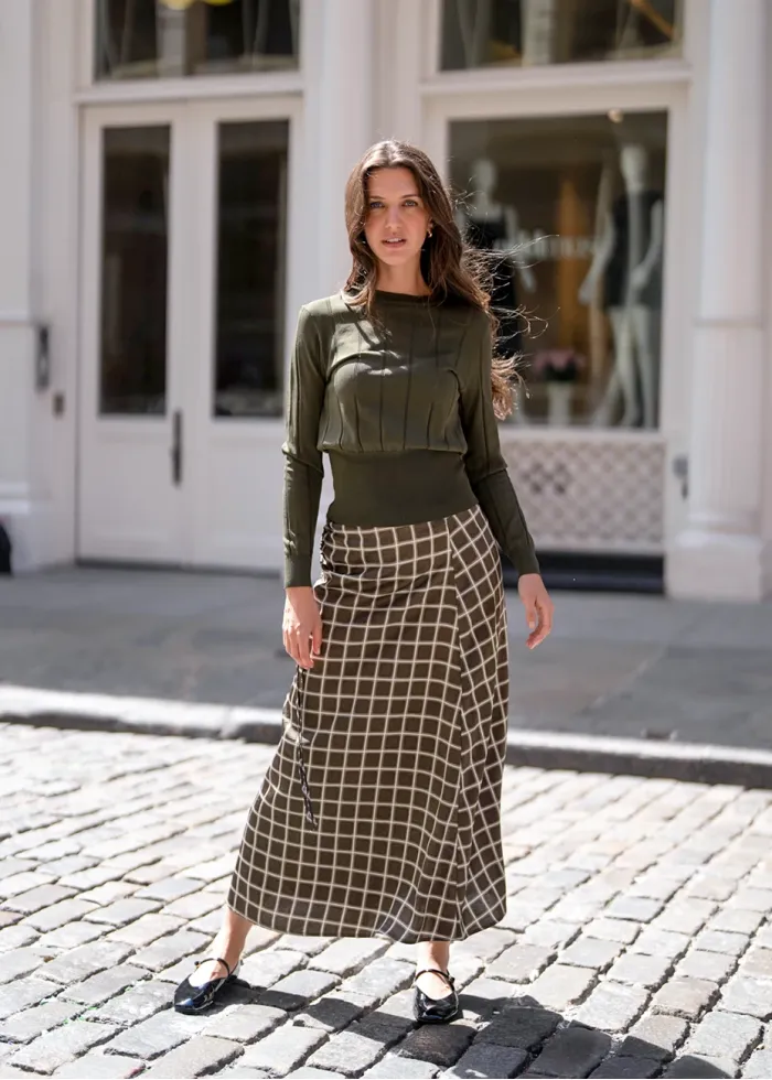Olive Ribbed Sweater with Shoulder Buttons
