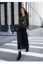 Olive Knit Cardigan with Floral Embroidery
