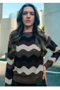 Brown and Burgundy Chevron Sweater