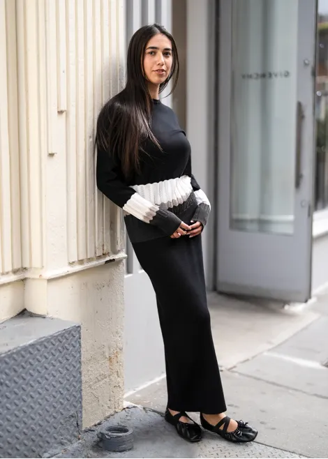 Ribbed Black Knit Maxi Outfit