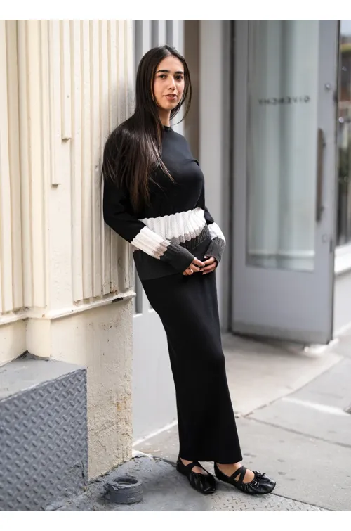 Ribbed Black Knit Maxi Outfit