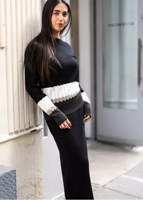 Ribbed Black Knit Maxi Outfit