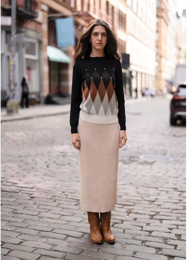 City Stroll Knit Outfit in Mocha & Cream