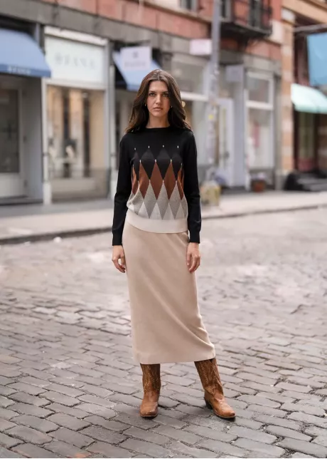 City Stroll Knit Outfit in Mocha & Cream