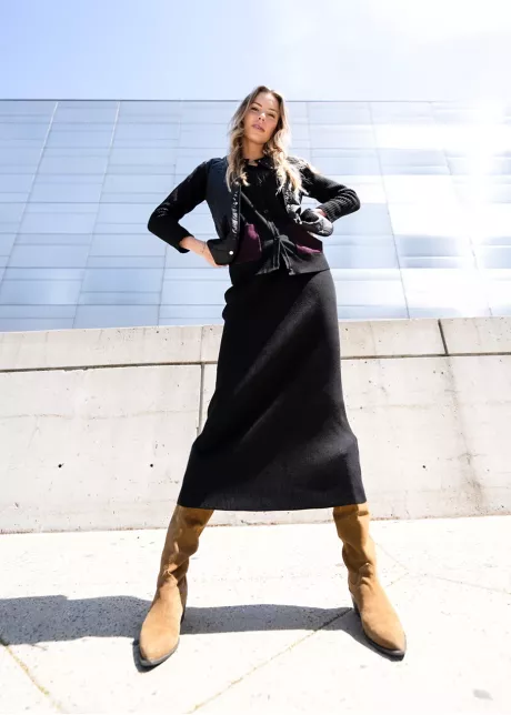 Black Knit Set with Quilted Layer Outfit
