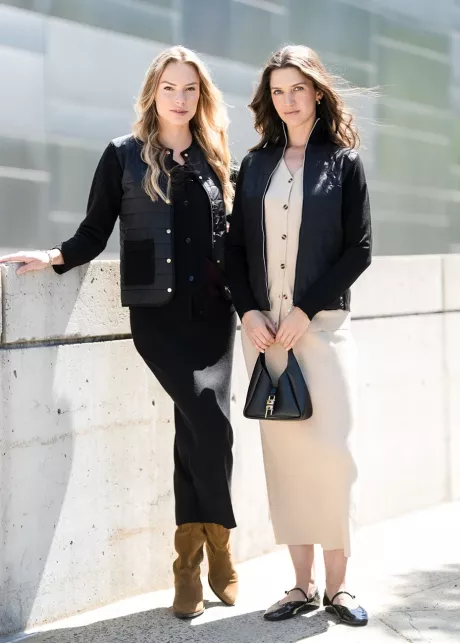 Black Knit Set with Quilted Layer Outfit