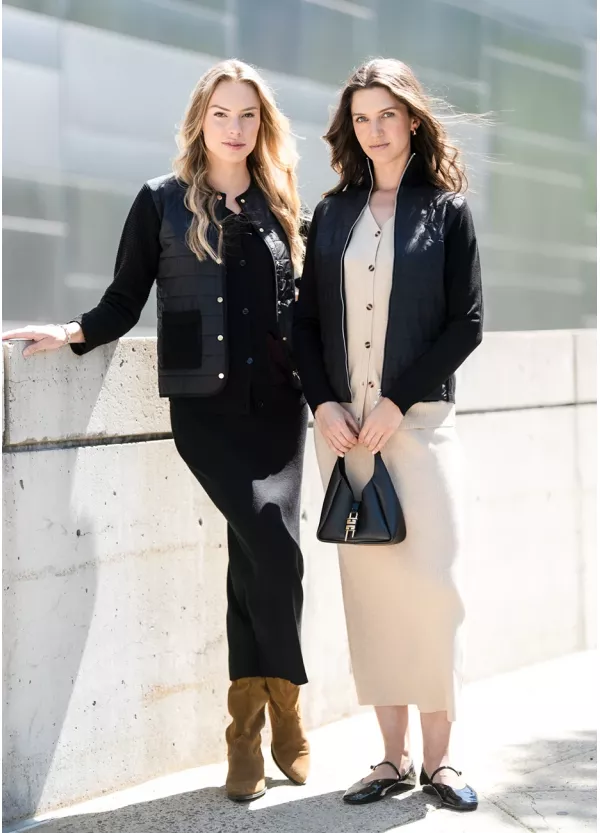 Black Knit Set with Quilted Layer Outfit