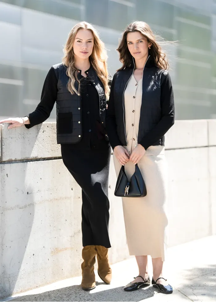 Oatmeal Knit Set & Black Bomber Outfit