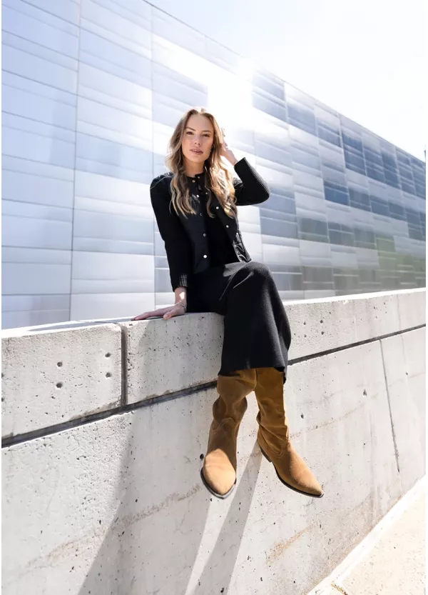Black Knit Set with Quilted Layer Outfit