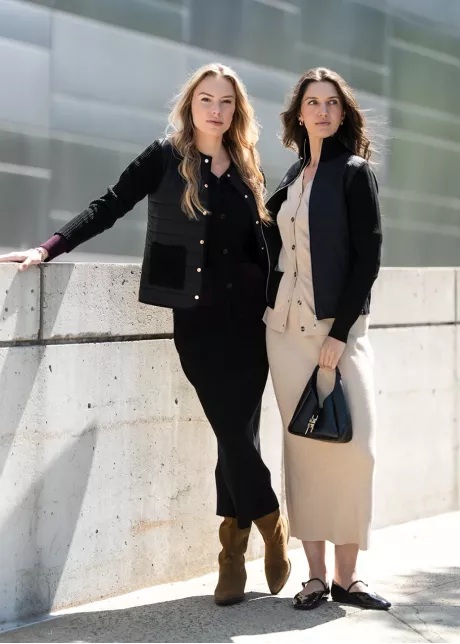 Black Knit Set with Quilted Layer Outfit