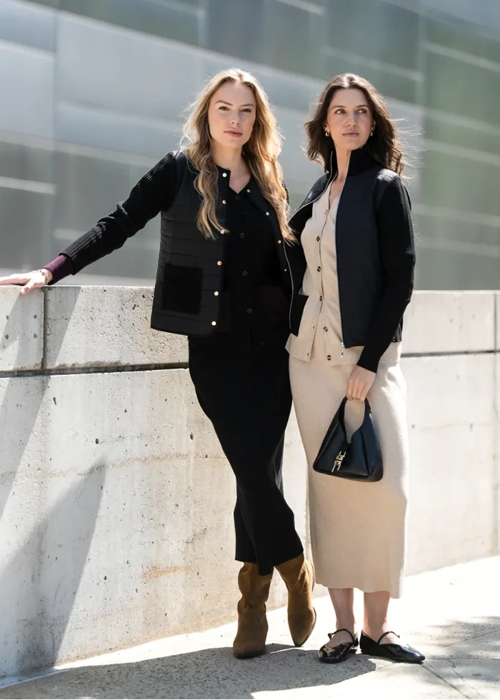 Oatmeal Knit Set & Black Bomber Outfit