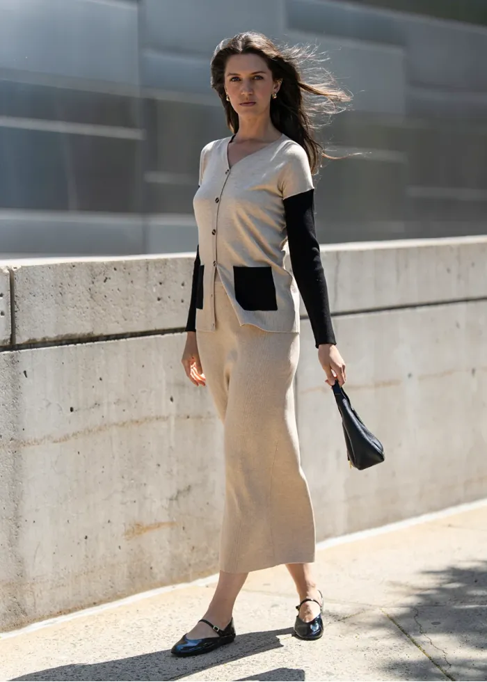 Oatmeal Ribbed Knit Skirt