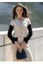 Oatmeal and Black Knit Cardigan & Skirt Set