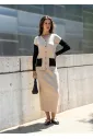 Colorblock Cardigan in Oatmeal and Black