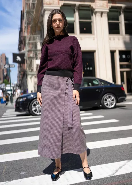 Burgundy Sweater & Wrap Midi Skirt Outfit