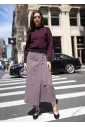 Burgundy Houndstooth Wrap Skirt with Bow
