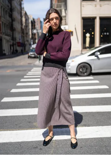 Burgundy Sweater & Wrap Midi Skirt Outfit