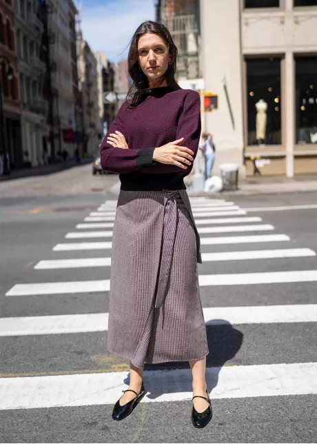 Burgundy Sweater & Wrap Midi Skirt Outfit
